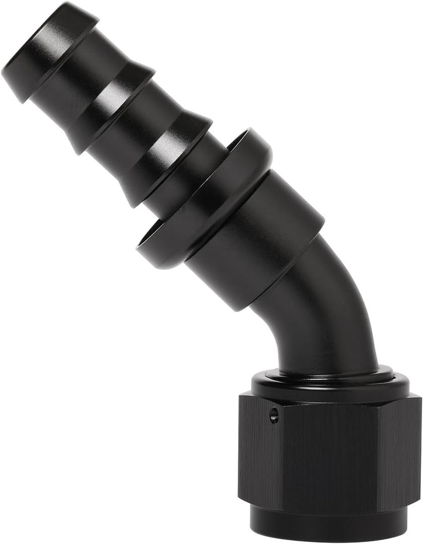 10AN 45 Degree Push Lock Hose Fitting End Adapter Aluminum Black