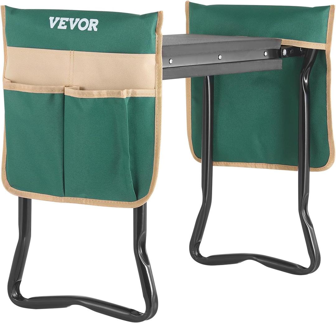VEVOR Folding Garden Kneeler and Seat Heavy Duty, Widened 8" EVA Foam Pad, Portable Garden Stool with Tool Bags, Gardening Bench to Relieve Knee & Back Pain, Great Gifts for Seniors, Women, Parents (Green)