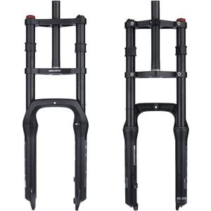 BOLANY Bike Suspension Fork 20inch 4.0 Tire Double Shoulder Snow Beach MTB Fat Fork | 110mm Travel | Straight Tube QR 9mm | 1-1/8inch Steerer - Black
