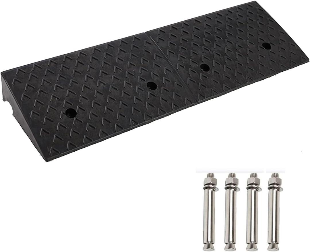 Nisorpa 2'' Rise Rubber Curb Ramp - Heavy Duty Loading Ramp for Driveway, Dock, Bike, Vehicle & Wheelchair - 9.4 x9.8 x 2inch, 10 Tons Capacity