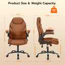 Ylzyxal Office Desk Chair, Ergonomic Computer Chair with Padded Flip-Up Arms and Adjustable Lumbar Support, PU Leather Executive Chair with Tilt Lock and 360 Swivel Rolling Wheels for Work, Study, 25.9 inches x 29.9 inches x 47.3 inches
