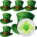 Remerry St. Patrick's Day Leather Placemats Set of 6, 1214inch Green Hats Shaped Place Mats with Lucky Shamrock Waterproof Placemats for Irish Festival Kitchen Dining Table Mat for Decorationry