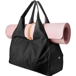 Yoga Mat Bag, Heavy Oxford Cloth Sport yoga Gym Bag, Travel Yoga Gym Bag with Yoga Strap, with Shoes Compartment and Wet Dry Storage Pockets, Fits Gym, Beach Park, Travel for Women & Men (Black)