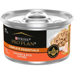 Nestle Petcare Pro Plan Chicken & Rice Entree for Adult Cats, And Whole Paws; Wet Cat Food, Salmon & Whitefish Dinner in Savory Broth, 3 Ounce, 04/23/2023