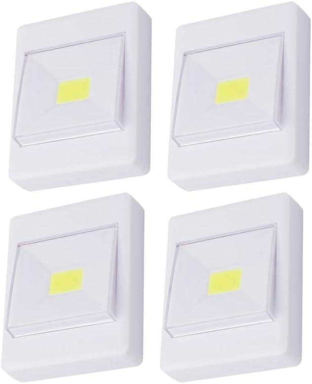 ARTIBETTER 4Pcs Cob Led Cabinet Light, Battery Operated, Stick Anywhere, Soft Eye-Safe Lighting for Closet, Pantry, Stairs, Shed, and Indoor Use (White, No Battery, Random Style)