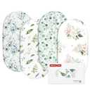 Gllquen Baby Bassinet Sheets 4 Pack, Breathable Cozy Fitted Mattress Sheet, Elastic Travel Crib Fashionable Floral Pattern, Standard Cradle Safe Sheets for Baby Boys Girls 32"x16"(Greenery)