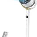 DREO Fan for Bedroom, 120° Oscillating Standing Fan, Quiet Pedestal Fan with DC Motor, 9 Speeds, 4 modes, 20dB, 120° Manual Vertical, 37-42" Adjustable Height, 9H Timer, White