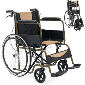 AYIYUN Transport Wheelchair Lightweight Foldable,Wheelchairs for Adults,18” Seat Width and Swing-Away Footrests,Portable Compact Folding Travel Wheelchair for Senior,Support 264lb