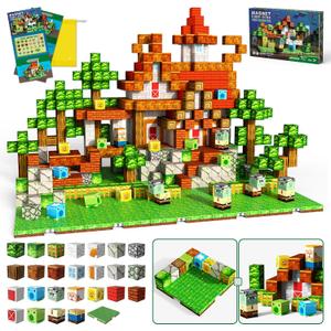 150 PCS Magnetic Blocks-Magnetic Building Blocks Cubes with 4 Expandable Magnet Baseplates, Build Creative Anime World with Magnet Cubes, STEM Toys & Ideal Xmas Birthday Gift for Kids Ages 3-12