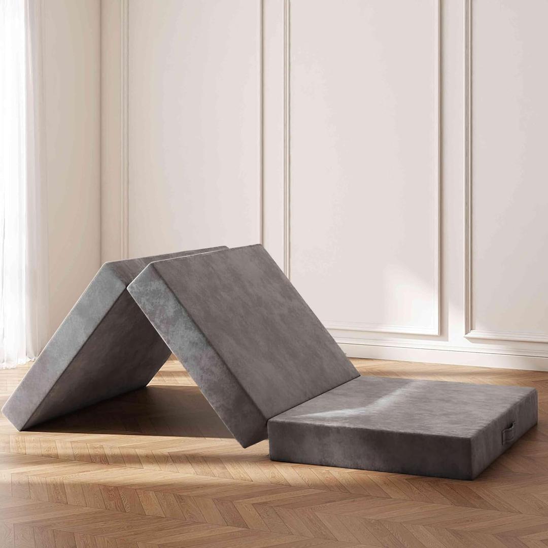 Full Foldable Mattress,Folding Mattress with Washable Covers, Reversible Design, Foldable Topper for Travel&Guests Bed, 76" x 25" x 3"