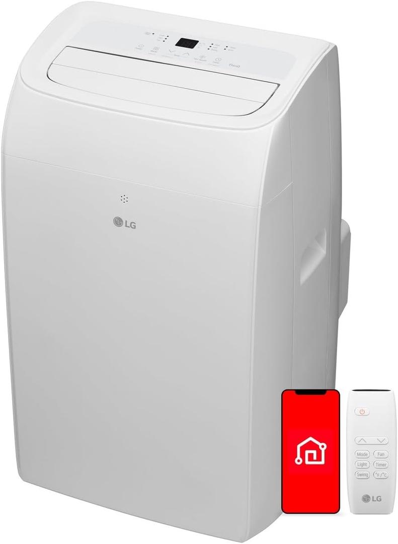 LG 10,200 BTU (DOE) / 14,000 BTU (ASHRAE) Smart Portable Air Conditioner, Cools 450 Sq.Ft. (18' x 25' room size),Smartphone & Voice Control works with LG ThinQ, Amazon Alexa and Hey Google, 115V