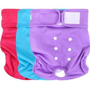 Wegreeco Washable Reusable Premium Female Dog Diapers, Medium Large Small Dog Doggie Puppy & Doggy Diapers Female,Period Panties in Heat (Pack of 3, Large)