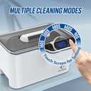 LifeBasis Ultrasonic Jewelry Cleaner, Professional 45kHz Ultrasonic Cleaner Machine 20 Ounces (600ML) with Digital Timer, Watch Holder Ultrasonic Glasses Cleaner for Ring, Coin, Watch, Denture -White
