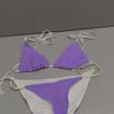 BECCA Women's Modern Edge Reversible Triangle Top and Tie Side Bottom Bikini Set, Adjustable, Two Piece Swimsuits (Medium, Lilac)