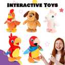 Hopearl Talking Parrot Repeats What You Say Walking Electric Interactive Animated Toy Speaking Plush Buddy Birthday Festival for Toddlers Birthday, 8''