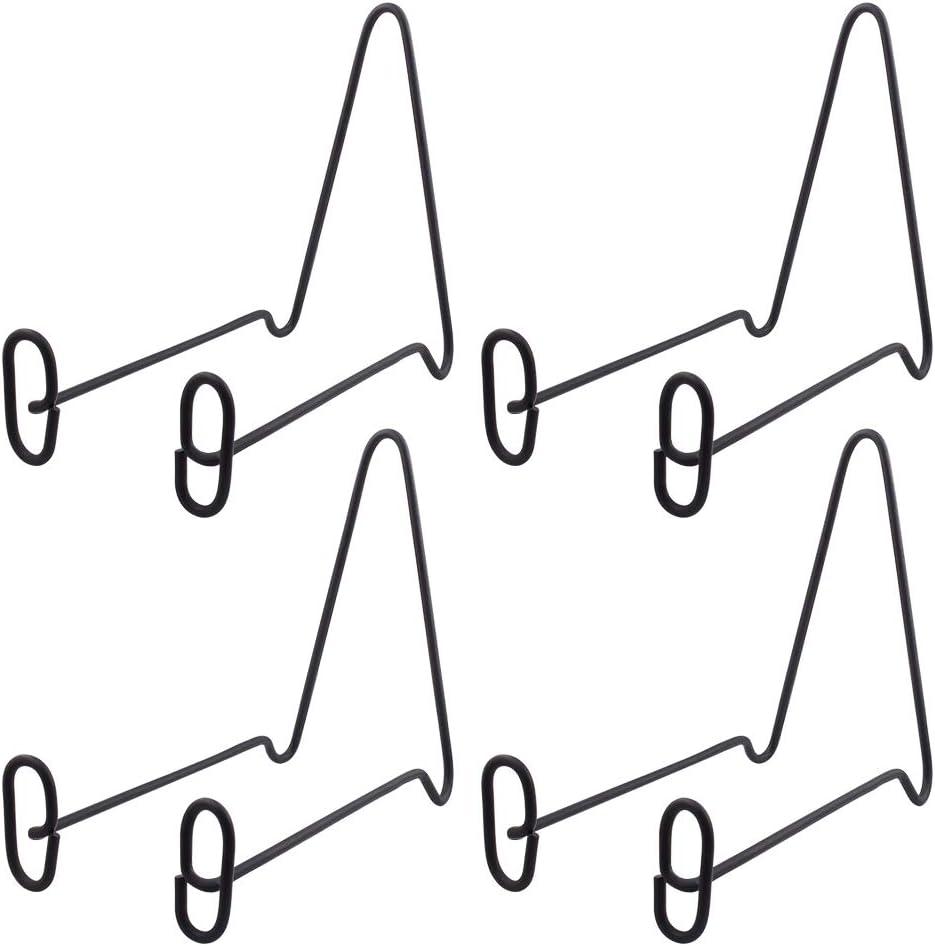 MOCOUM 4 Pack Display Stand Easel Iron Bowl Stands for Display Large Deep Bowls, Platters and Deep Dishes (Black, 7 inch, 4 pack)