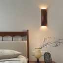 Modern Walnut Wood Wall Sconce Light, Iron Frame, 15.74x3.94 Inch, G4 Bulbs, Contemporary Wooden Wall Mount Lamp for Living Room, Bedroom, Hallway (Wooden Wall Sconce)