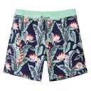 SURF CUZ Mens Swim Trunks 7" Swimming Trunks with Mesh Liner Quick Dry Swim Shorts for Men Swimwear Bathing Suits Pockets,Bird of Paradise,L (Green)
