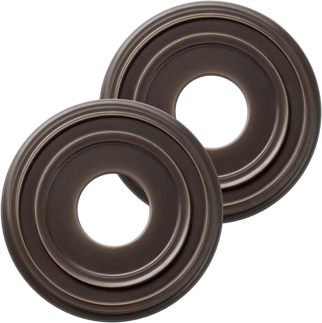 Matte Wood Grain Oil Rubbed Bronze PU Ceiling Medallions for Light Fixtures and Ceiling Fans 12-1/4"OD x 4"ID x 1"P (Fits Canopies up to 7")