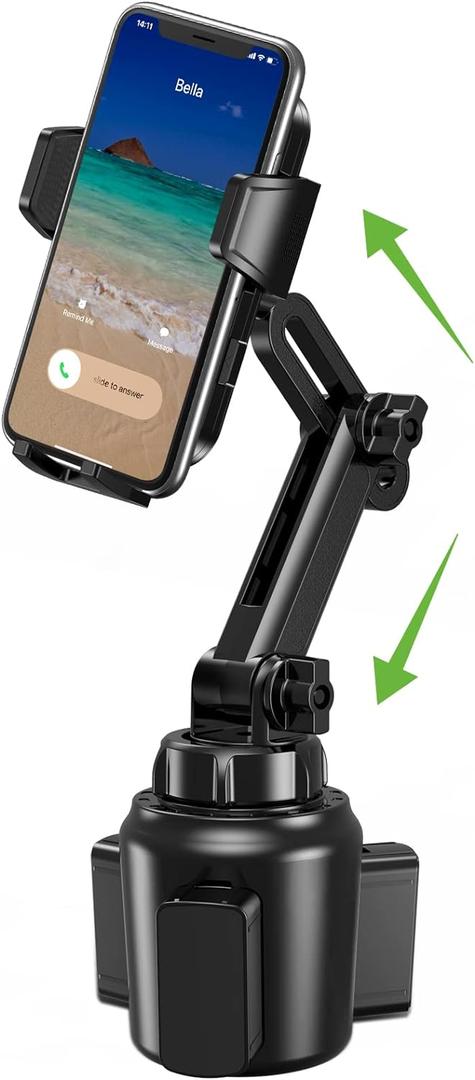 2025 Upgraded Cup Phone Holder for Car, Universal No Shaking Cup Holder Phone Mount with Expandable Base for Car Truck, Adjustable Holders, Compatible with iPhone Samsung All Phones: 1 Pack