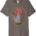 Aesthetic Cat with Mushroom Hat T-Shirt S