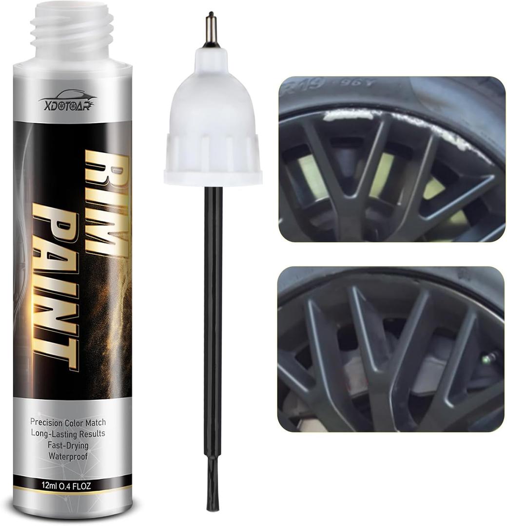 Gloss Black Rim Touch Up Paint, Efficient Car Alloy Wheel Scratch Repair Kit, Quick and Easy Remover Curb Rash, Universal and Color Accurate, Long lasting, Resists Water, Uv Rays