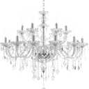 HungGwun Clear 18 Lights K9 Crystal Chandelier Modern Luxurious Light Candle Pendant Lamp Ceiling Kitchen Living room Lighting for Dining Room Bedroom Hallway Entry 37x30 Inch Gifts (Clear Color)