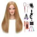 Armmu 100% Human Hair Mannequin Head with Stand, Hairdressers' Practice Training Head and Cosmotology Doll Head for Hairstyling and Braid (18 inches) #27