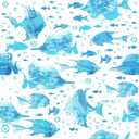 2 x Blue Fish Abstract Wallpaper 17.3"x 120" Peel and Stick Wallpaper Self-Adhesive Contact Paper Waterproof Vinyl Removable Wall Paper for Children's Room,Bedroom,Cabinets,Living Room