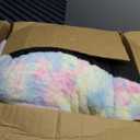 Cvortll Bean Bag Chairs for Kids, 27" Modern Rainbow Colors Beanbag Sofa with Sponge Filling & Comfy Soft Faux Fur, Kids Teens Bean Bags Chair Sofa for Bedroom, Living Room (Colorful)