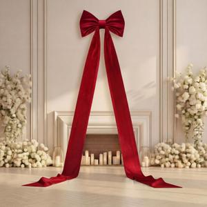 Giant Wall Bow Decorations 90x18 Inch Oversized Large Velvet Bow Decorative for Room Wall Backdrop Party Birthday Baby Shower Decor Front Door Patio Outdoor Wedding Arch Supply(Burgundy)