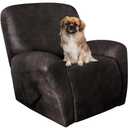 ANARACHON Leather Like Recliner Chair Covers Heavy Duty, 4 Pieces Lazy Boy Recliner Cover for Recliner Chair, Leather Cover for Recliner slipcovers Washable for Pets (Black Chocolate)