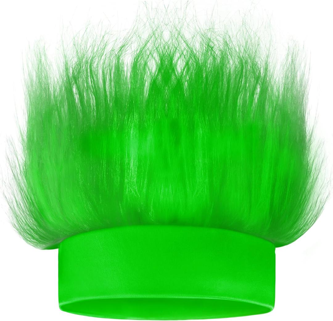 Novelty Place Green Hairy Costume Headband - Fun and Fuzzy Crazy Hair Wig Troll Hair Costume Accessories - Perfect for Sports Parties, Costume, Cosplay, and Halloween - Fit Kids, Teens and Adults