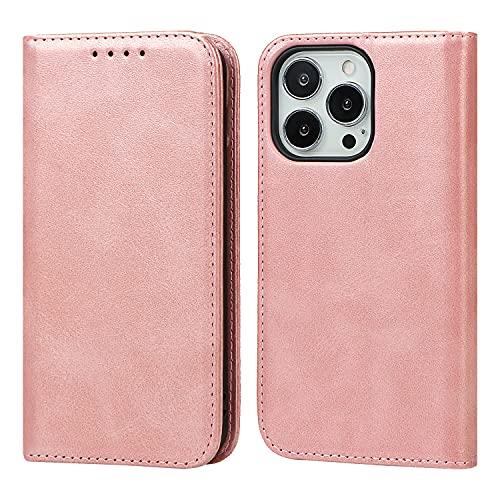 Ｈａｖａｙａ for iPhone 13 Pro Case Wallet with Card Holder for Women Men PU Leather Flip Folio Credit Card Slots Stand Shockproof Phone Cover-Rose Gold