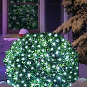 HISHINY LED Christmas Net Lights Outdoor, 6ftx6ft 144LED Green Wire, Connectable Indoor Outdoor Bush Mesh Net Lights String for Halloween Christmas Party, Shrub, Yard, TreeCool White