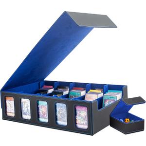 Trading Card Storage Box, 3800+ Capacity with Removable Magnetic Cover and Commander Display for MTG Sports Cards, Includes 5 Top Loaders, 5 Plastic Card Stoppers, 51 Color Dividers, 1 Dice Box