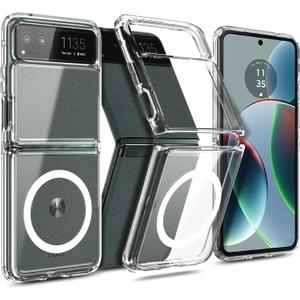 YZB Magnetic for Motorola Razr-2023 Case, Crystal Clear | Compatible with MagSafe | Slim Fit Lightweight & Flexible Non-Slip Shockproof Protection, Hard PC Back with TPU Bumper