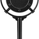 Facmogu Antique Diaphragm Condenser Microphone Props, Ancient Fake Plastic Mic from 1930s - 1940s, Vintage Retro Microphone Props for Holiday Party Shooting - Black