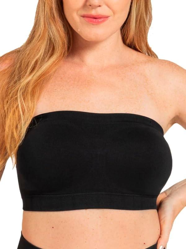 Truekind Wireless Strapless Bra, Bandeau Bra, Small to Plus Size Strapless Bras for Women, Tube Top (Black, M)