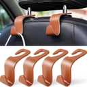 LivTee Car Seat Headrest Hook, Auto Seat Hook Hangers Organizer Interior Accessories for Purse Coats Umbrellas Grocery Bags Handbag, 4-Pack - Blown (Brown)