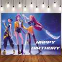 Demon Movie Hunters Birthday Party Decorations,Happy Birthday Banner Backdrop for Birthday Party Supplies