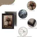 Vintage Floral Dark Brown Framed Canvas Wall Art Moody Plants Flower Painting Decor Picture Eclectic Farmhouse Wildflower Vase Daisy Bedroom Living Poster Print for Corridor Kitchen Room Decoration