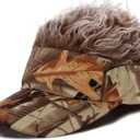Men's Hair Visor Sun Hats Visor with Hair Fake Hat with Hairs for Men Novelty Spiked Adjustable Baseball Caps Funny Gift (Camouflage and Khaki)