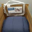 CozyLux Full Size Comforter Sets with Sheets Seersucker 7 Pieces Navy Blue Bed in a Bag Textured Luxury Soft Bedding Set with Down Alternative Comforter, Sheets, Pillowcases & Shams for All Seasons