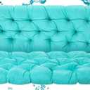 Barydat 2 Pcs 59 x 19.6 Inch Waterproof Bench Cushions for Outdoor Furniture Thicken Patio 2/3 Seater Couch Swing Cushions Backrest Replacement with Ties for Garden Porch Lounger, Turquoise