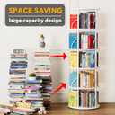 SpaceAid 5 Tier Rotating Bookshelf Tower, 360 Display Stackable Spinning Bookcase, Space Saving Revolving Round Book Shelf, Floor Standing Swivel Corner Organizer, White, 5 Tier, 55.1" H