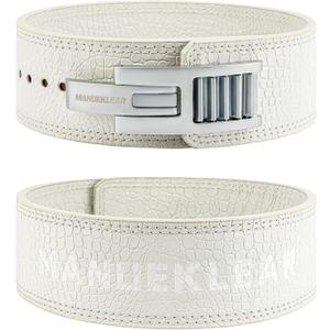 MANUEKLEAR Lifting Belt Lever for Men Women, 10mm Quick Locking Lever Belt Weightlifting with Adjustable Buckle, Lever Weight Lifting Belt for Powerlifting & Deadlifts White, L