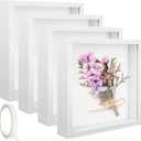 4 Pack 8 x 8in Shadow Box Picture Frame 3D Frames Shadow Box Square Acrylic Shadow Boxes Display Cases with Adhesive Tape for Baby Items Wedding Graduation Memories Crafts Awards Medals and Photos