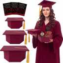 Eaasty 3 Pcs 2026 Graduation Cap Gift Boxes, Black Cardboard Grad Party Favor Magnetic Box Reuseable Centerpieces for Table for High School College Graduation Cash Check Snacks Preserved Flower(Red)