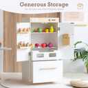 Wooden Play Kitchen Fridge Interactive Ice Maker, Double Door Storage & Creative Fridge Magnets, Pretend Play Refrigerator for Boys & Girls 3+, 4.5 inches x 18 inches x 33.9 inches